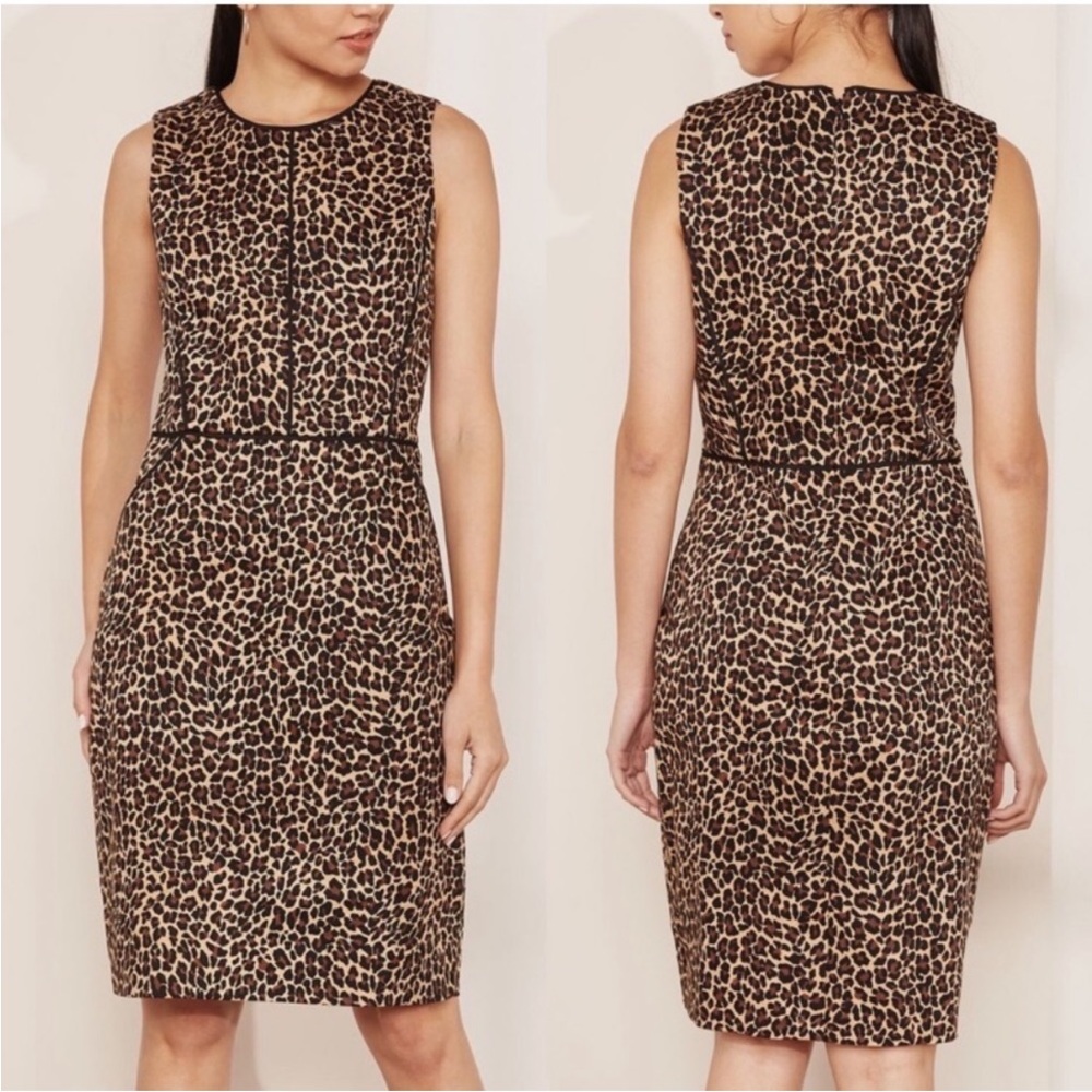 J Crew Leopard Print Sleeveless sheath Dress- worn one time. 108 retail